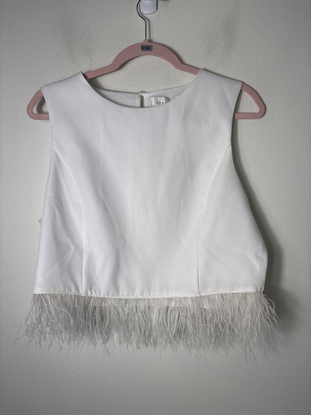NWT Endless Rose White Feather Trim Bow Tie Top sz XL